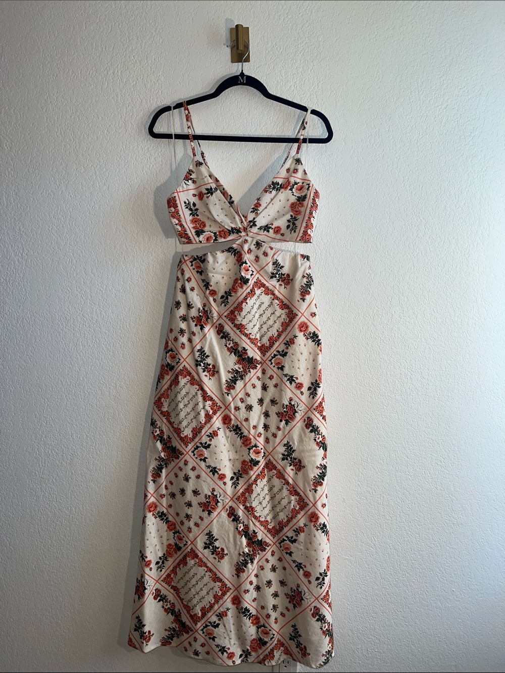 Abercrombie & Fitch Cream Maxi Dress with Rust Floral Print
